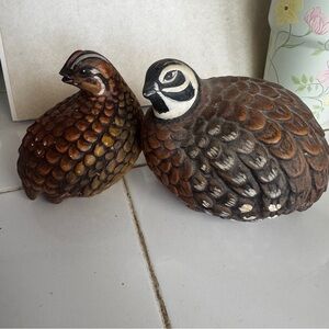 Set of 2 Vintage Arnel’s Ceramic Hand Painted Quail Figurines male and female